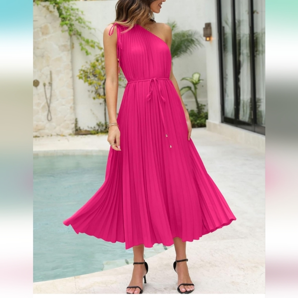 Elegant Pink One-Shoulder Dress